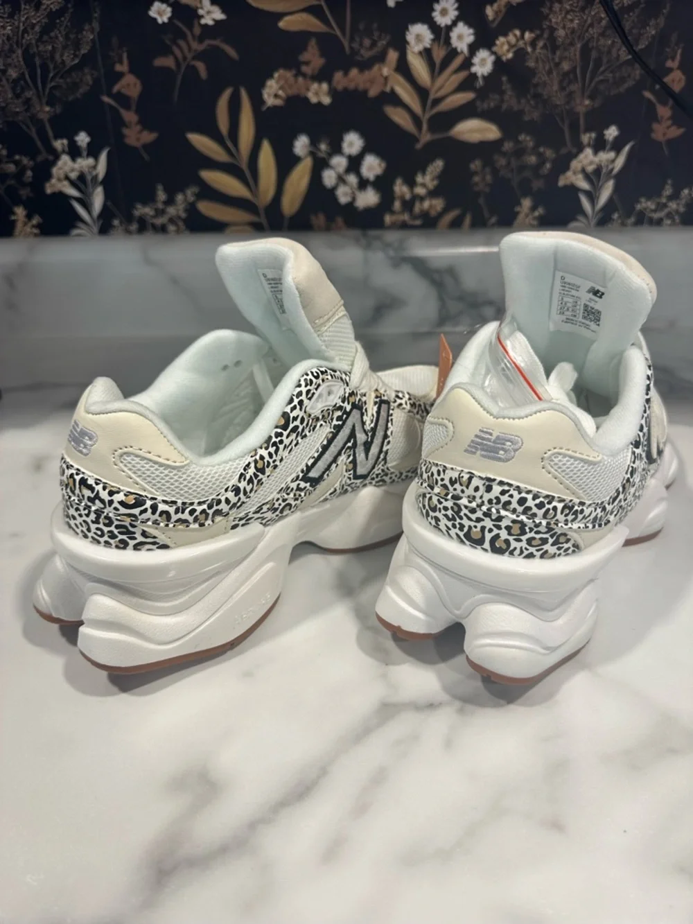New Balance Women's White Cream & Black Leopard-Print Sneakers - Picture 3 of 5